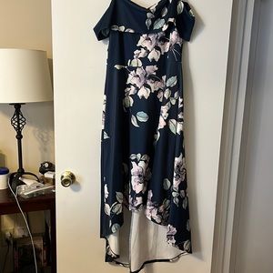 Asymmetric hi-low floral dress